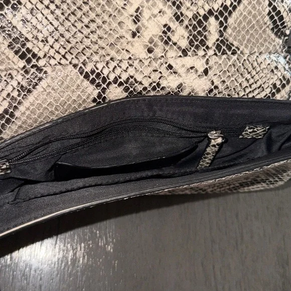 Topshop Finley Faux Snakeskin Baguette Shoulder‎ Bag Grey Black Snake Print - Picture 15 of 16